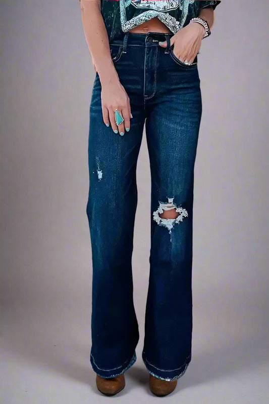 Ripped Bell Bottom Jeans-0